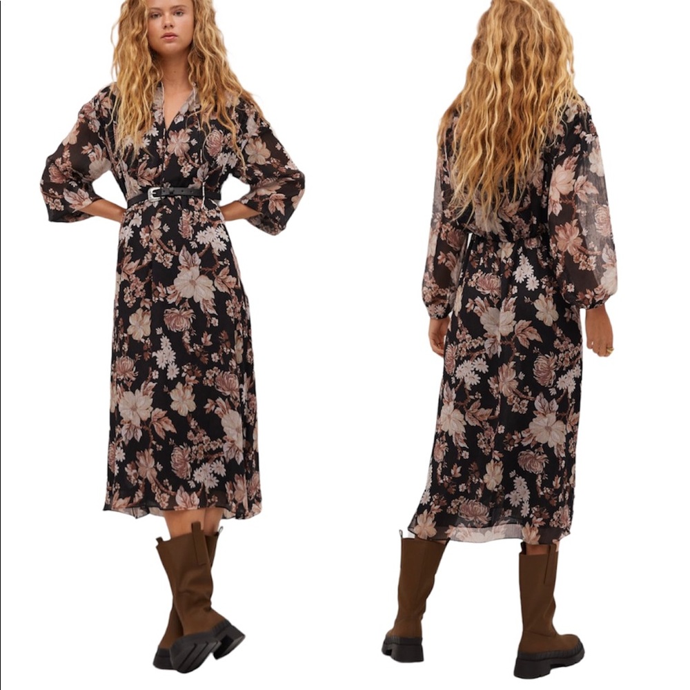 Mango Floral Print Dress